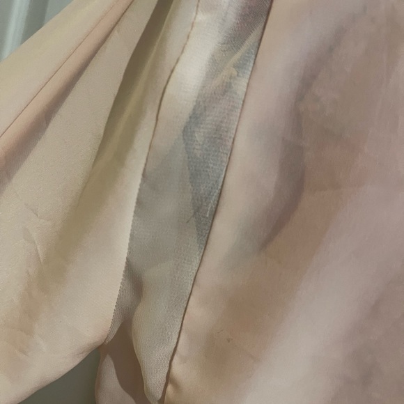 Light blush pink long sleeve sheer and satin like top - Picture 2 of 7
